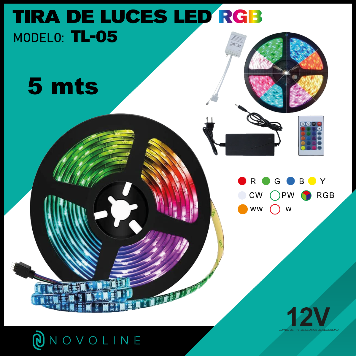 LUCES TIRA LED RGB 5 METROS CON CONTROL